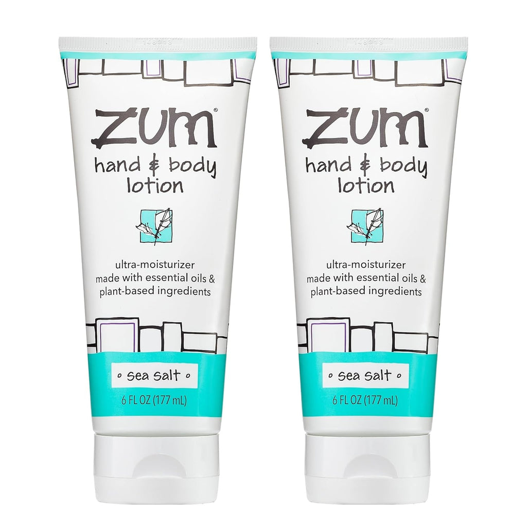 Zum Indigo Wild Hand & Body Lotion - Natural Moisturizer with Shea Butter & Jojoba Oil - Sea Salt Scent | 6 fl oz (2 Pack)