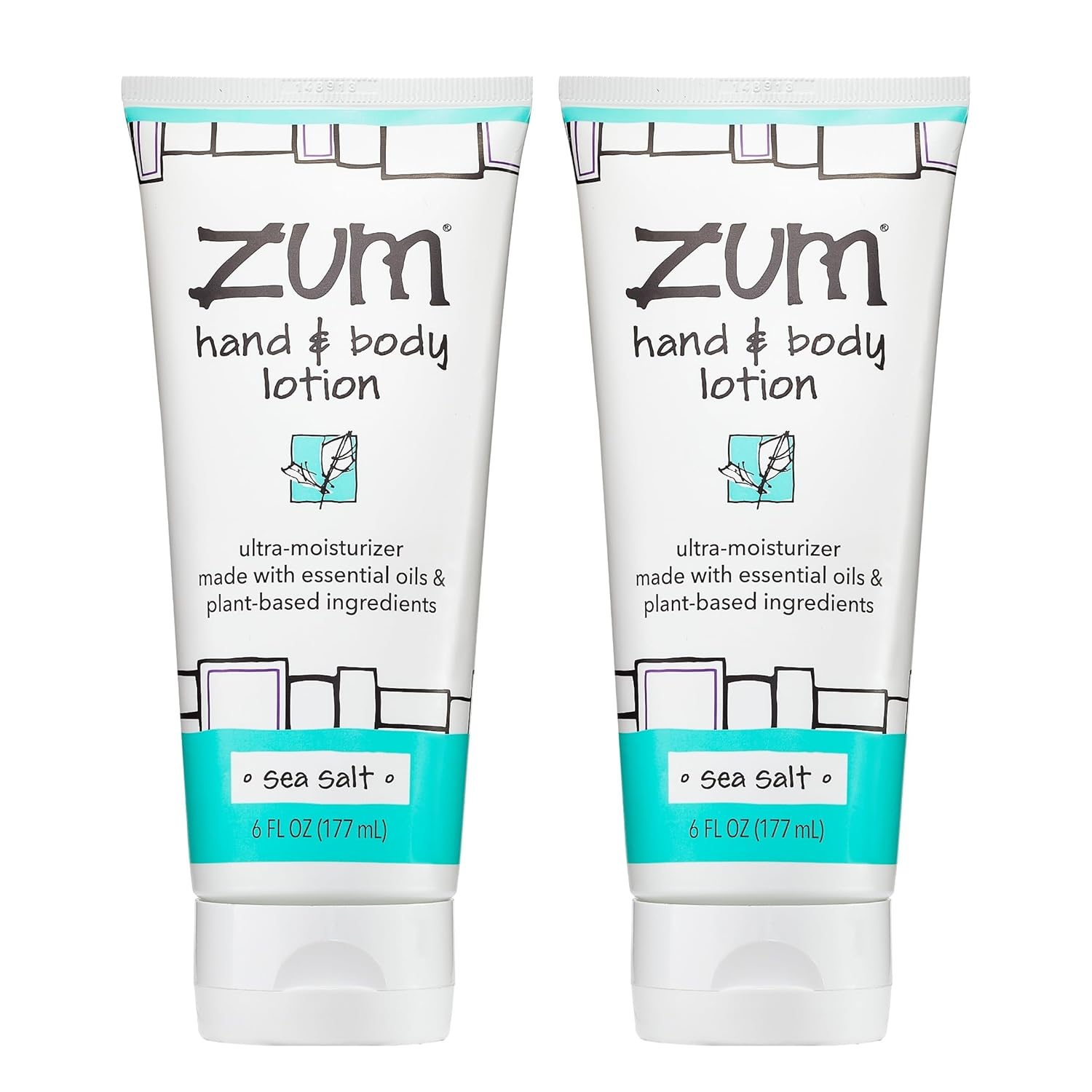 Zum Indigo Wild Hand & Body Lotion - Natural Moisturizer with Shea Butter & Jojoba Oil - Sea Salt Scent | 6 fl oz (2 Pack)