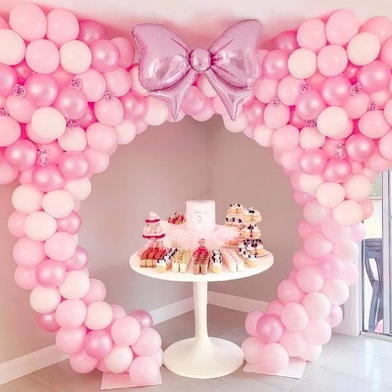 PartyWoo Pearl Pink Balloons - 140-Piece Baby Pink Balloon Arch Kit | 18", 12", 10", 5" Sizes for Parties