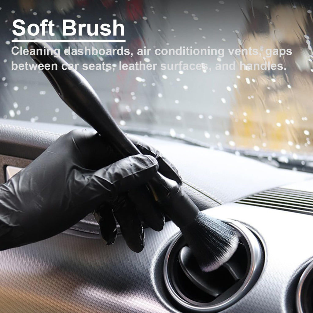 4 PCS Car Detailing Brush Set for Cleaning Interior or Exterior, Boars Bristle Detailing Brushes, Dusting Cleaning Supplies, Tool for Emblem, Air Vents, Wheels, Leather Upholstery Seat