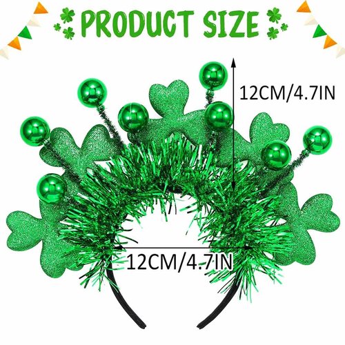 GORTIN Light up St Patrick's Day Headband LED Shamrock Hair Band Green Irish Headband Rave Party Costume Headwear Hair Accessories for Women