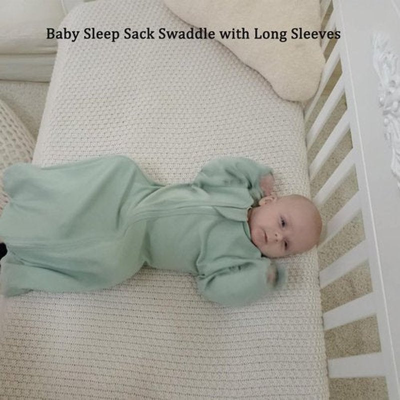 Skiennix Transition Swaddle Sleep Sack - 2-Pack 0-3 Months with Mitten Cuffs & 2-Way Zipper, 100% Cotton