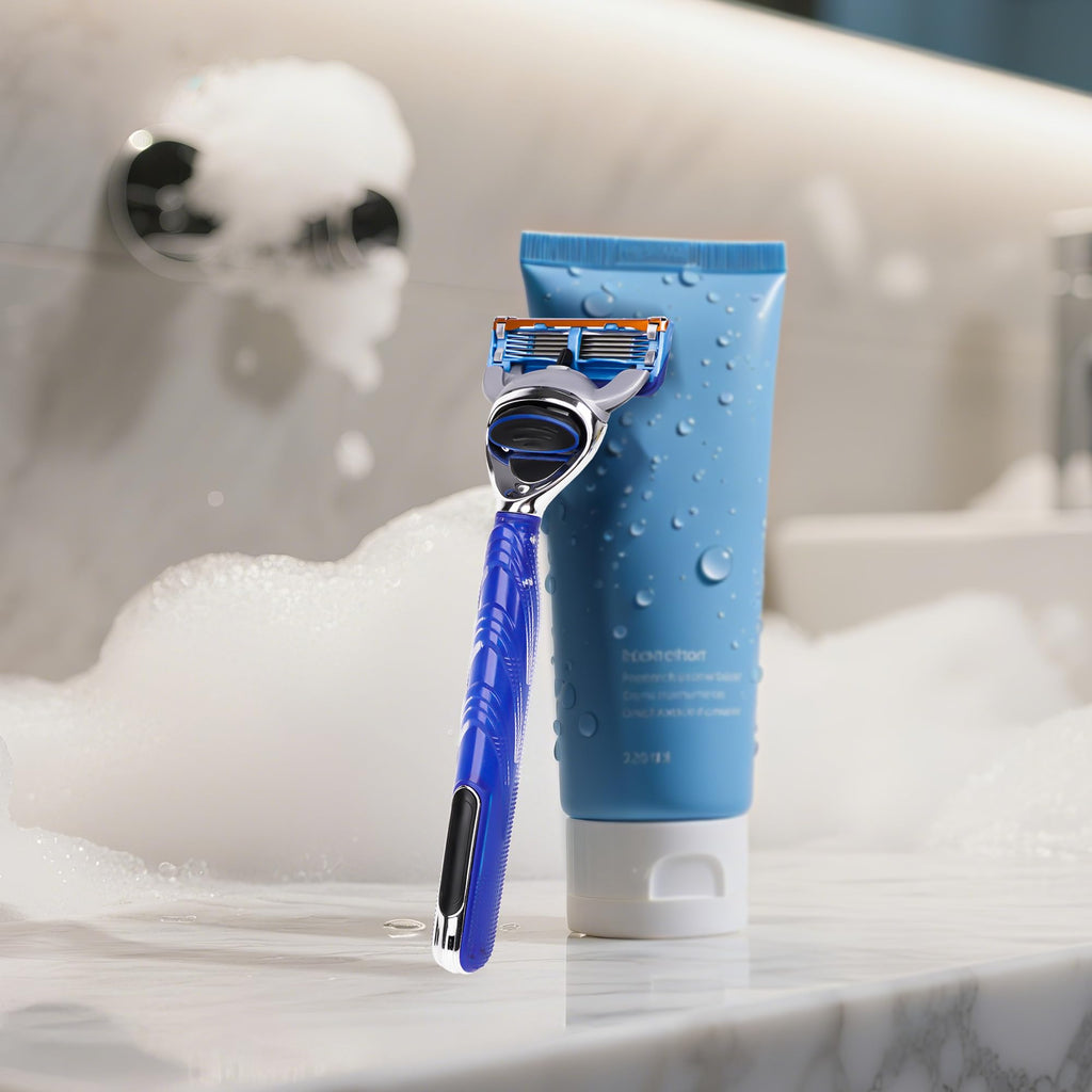 TOCCOOL Silicone Razor Handle Replacement, Men's Shaving Razor Handle, Compatible with Gillette Fusion 5 Proshield & Proglide Blade Refill (Blue)