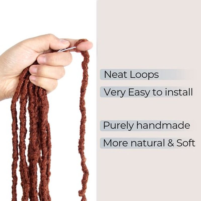 Niseyo Wild Locs 30 Inch Distressed New Faux Locs with Curly Ends 8 Packs Long Soft Pre-looped Goddess Crochet Hair (350#, Ginger Red)