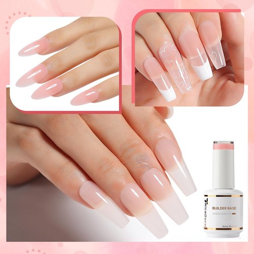 Nicedeco Hema Free Builder Base Gel Nail Polish 2 Pcs 15ml Cruelty Free Vegan Nude Pink Color Soak Off LED U V Gel Nail Kit Manicure