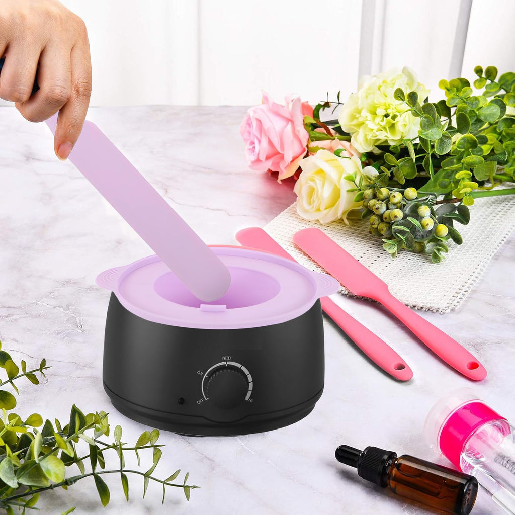 silicone wax applicator Non-stick Waxing Applicator Hair Removal Sticks Applicator Spatula Reusable Hard Wax Scraper for Home Salon Body Use (2pc purple)