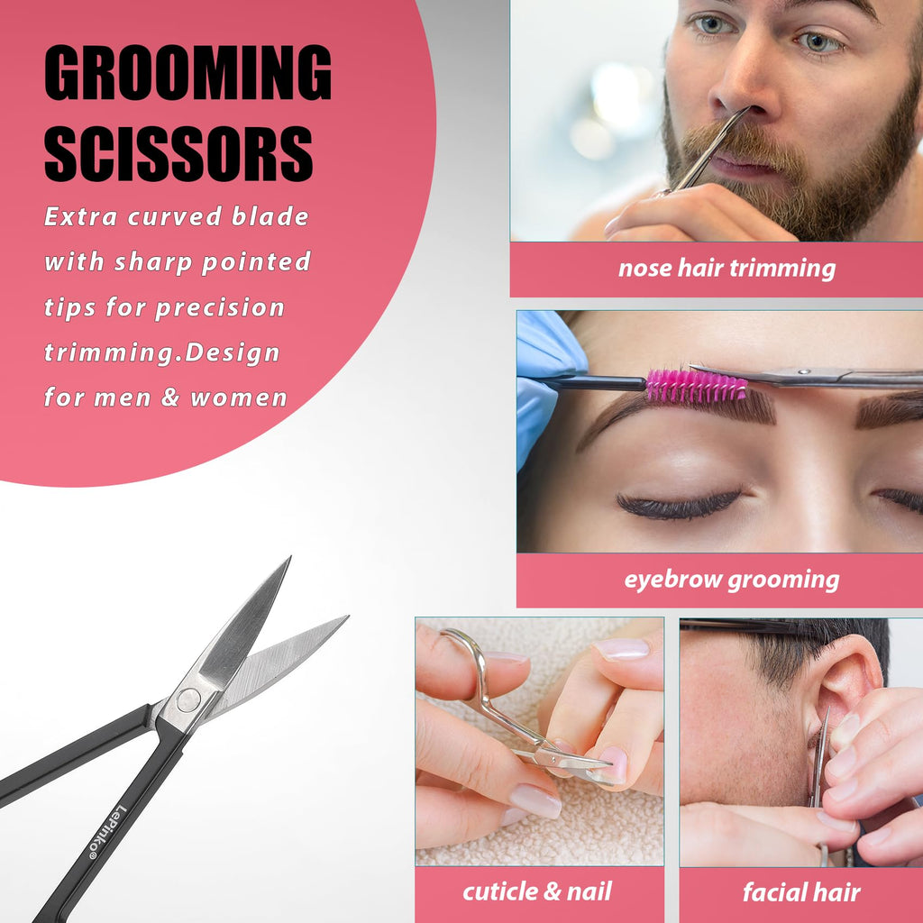 Eyebrow Trimmer Kit, 7 in 1 Eyebrow Scissors, Tweezer, Razor, Brush - White