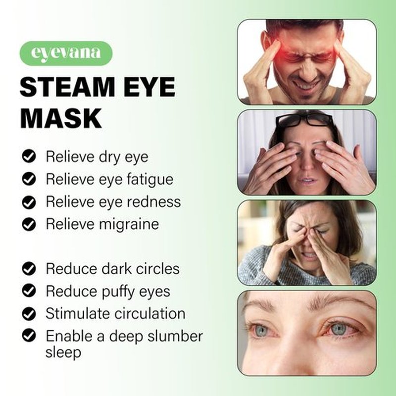 eyevana, 16 Packs Steam Eye Mask, Extra Deep Heat for Dry Eyes, Fast Relief for Irritation, Stye, Puffy Sensitive Eyes and Eye Strain, Disposable Self Heating Warm Compress (Unscented)