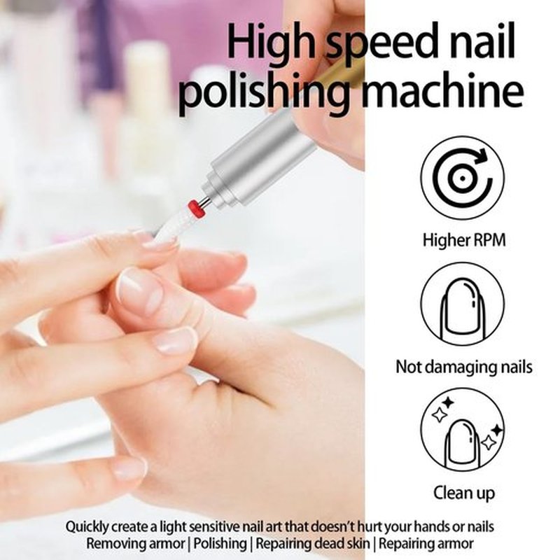 Electric Nail Drill with Smooth Variable Speed Control - Professional Nail File Machine for Acrylic/Gel Nails, Manicure/Pedicure Use, Includes Multiple Grinding Bits (Gold Tail)