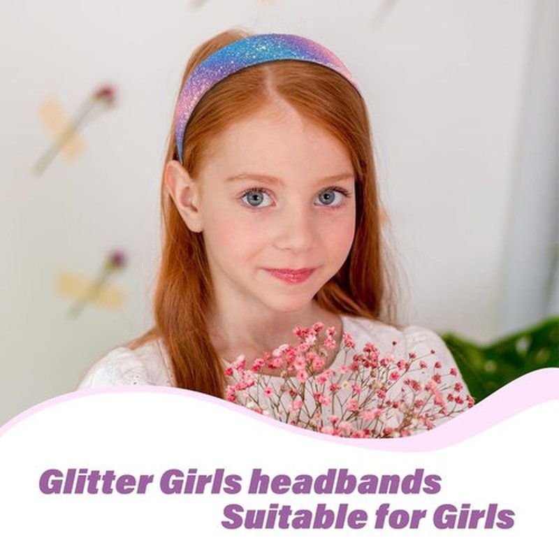 Tihebax Headbands for Women Girls Hair Accessories Glitter Purple Blue Headband Hair Accessories for Girls Sparkly Headband Rose Gold HairBand for Girl Daily Outfit & Back to School, Holidays