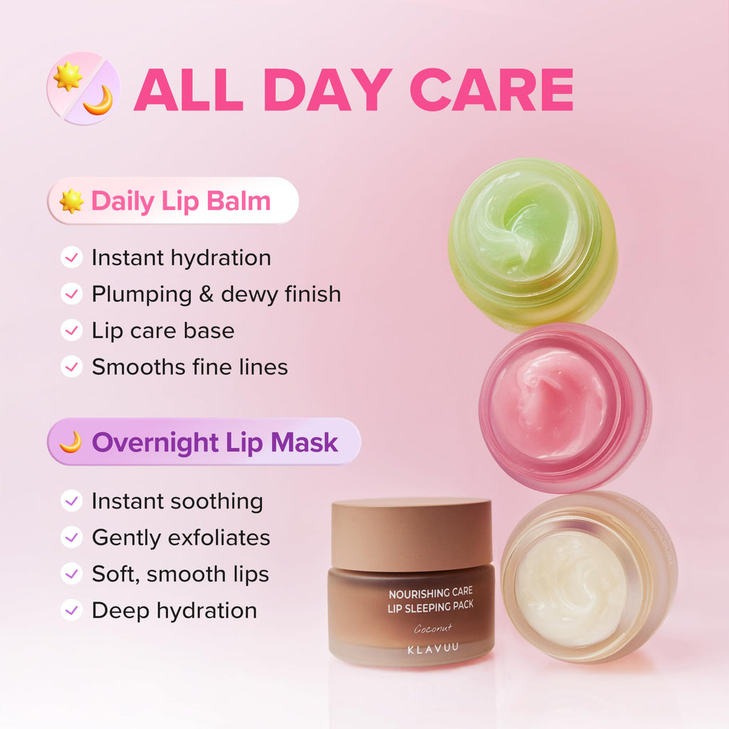 Klavuu Lip Mask Overnight (0.7oz) - Lip Moisturizer & Treatment for Very Dry, Lip Sleeping Mask, Chapped Lips, Korean Deep Hydrating Lip Balm with Coconut, Gentle Exfoliating