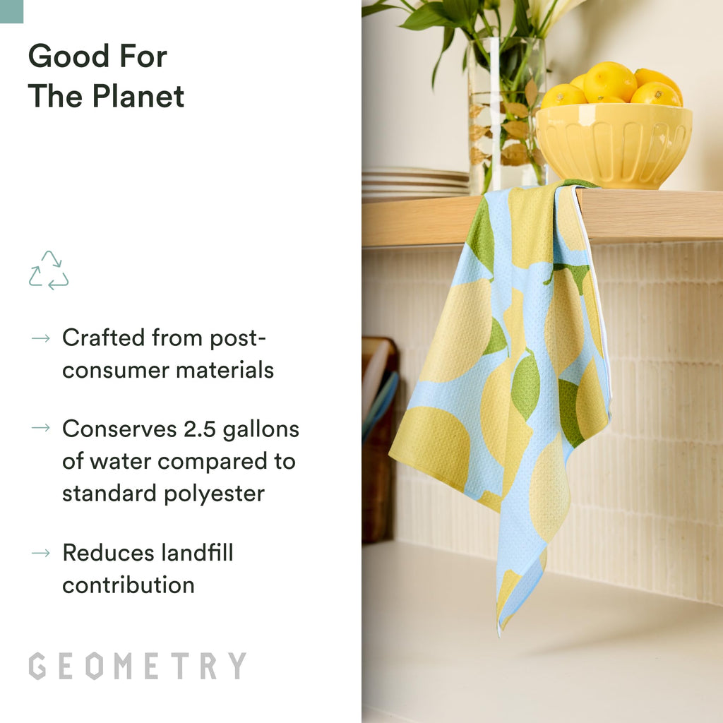 GEOMETRY Spring Kitchen Towels - Quick Dry Microfiber Cloth Spring & Summer Dish Towels for Kitchen Drying - Premium Quick Dry Towel - Lemon Delight, 18" x 30" - 1-Pack