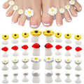 32PCS Silicone Toe Separators for Pedicure, Cute Daisy Flower strawberry Pearl Shaped Toe Nail Spacers for Pedicures Nail Art Salon Tools Nail Art Accessories