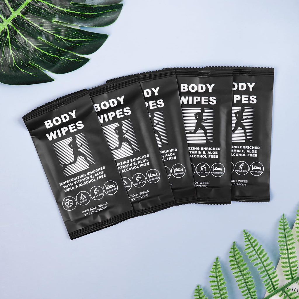 Body Wipes for Women and Men Individually Wrapped Face and Body Wipes, Bath Wipes for Adults No Rinse Personal Cleansing Wipes Travel, Bulk Deodorant for Homeless Shower Wipes for Camping Hiking (50)