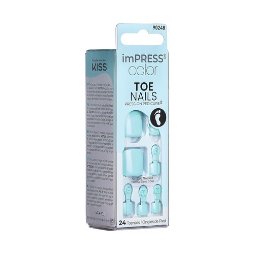KISS imPRESS Color Toenails Press On 24 Pcs, Vivid Color, Simple Peel & Press Easy Apply, Hassel-Free Removal, Essential Tools Included