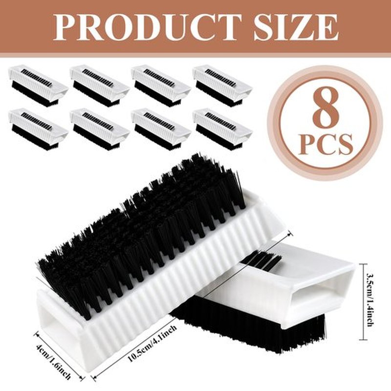 Milkary 8Pcs Fingernail Brushes, Plastic Surgical Scrub Brushes for Nail Cleaning, Soft Two-Sided Non Disposable Nail Scrubber Brushes for Cleaning Nail and Toes White and Black