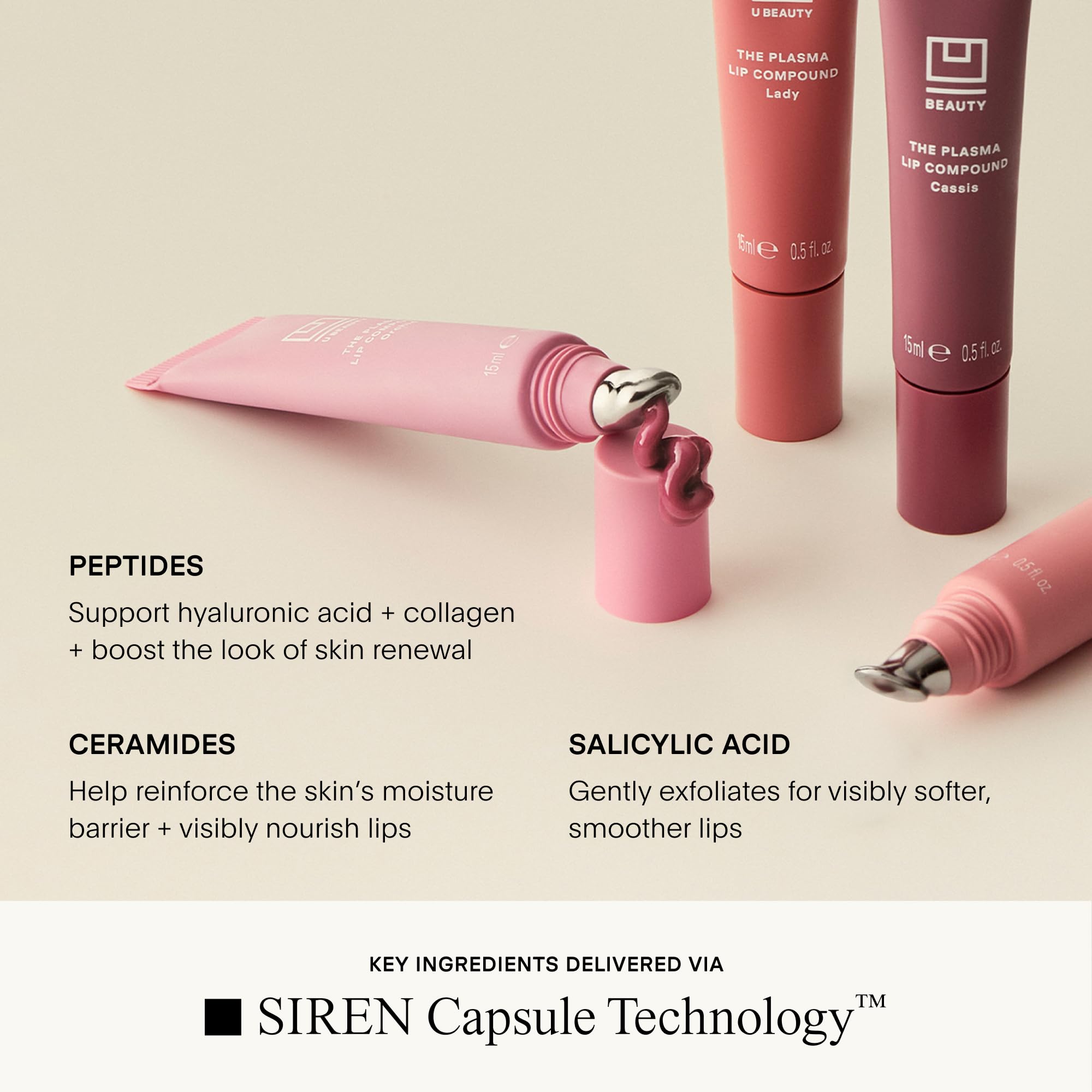 U Beauty The PLASMA Tinted Lip Compound - Anti-Aging & Anti-Wrinkle Lip Gloss, Hyaluronic Acid, Shea Butter & Peptides for Hydration & Plumping, Lady- 15 mL