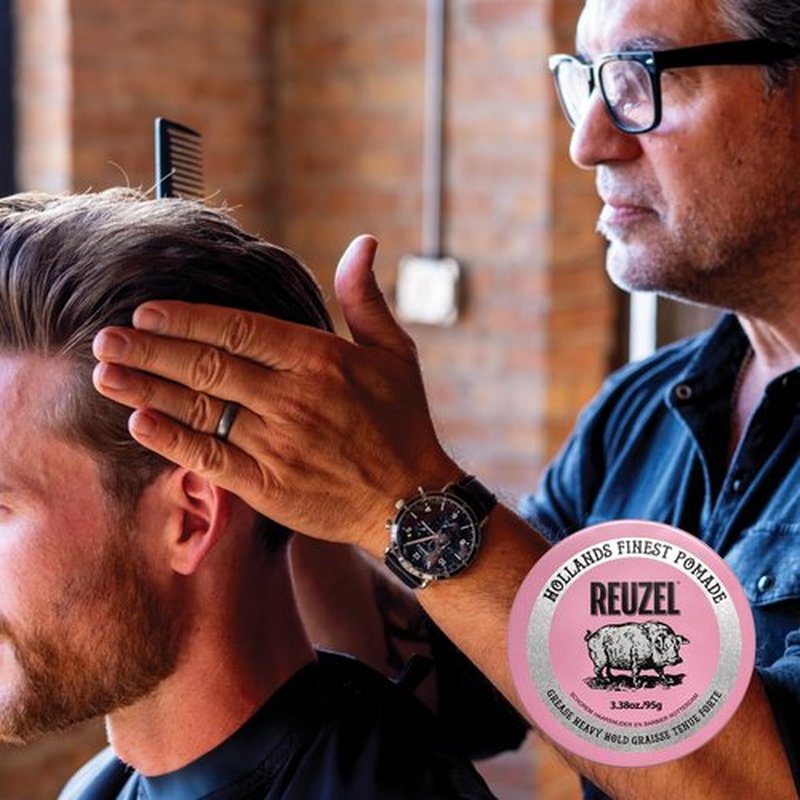 Reuzel Pink Grease Pomade - Strong Hold Oil-Based Styling Wax | Medium Shine for All Hair Types