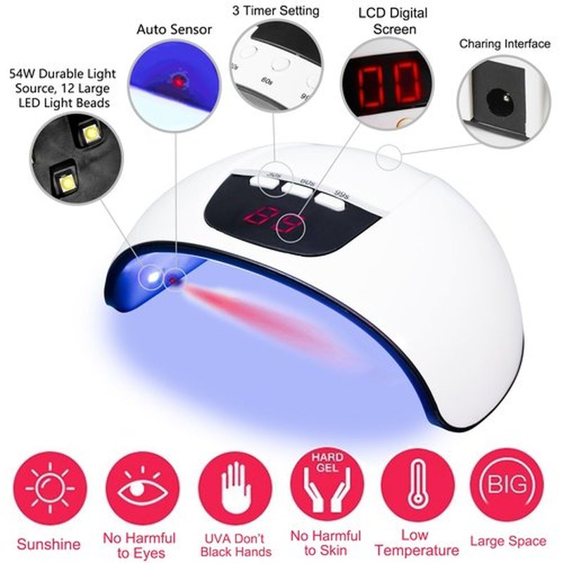 FUNSHOWCASE LED UV Lamp 54W Resin Curing Light, Jewelry Casting Kit, Gel Nail Polish, 3 Timer Setting, Auto Sensor, USB Powered