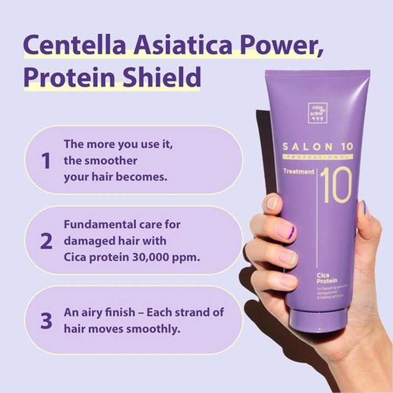 Mise En Scene Salon 10 Cica Protein Deep Conditioner - Bond Repair Treatment for Damaged Hair, 7.27 Fl. Oz.