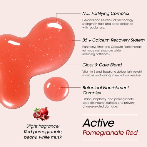 Gellen Active Glow Nail Polish - One Step Ridge Filler & Strengthener with Pomegranate Oil | 0.54 Fl Oz