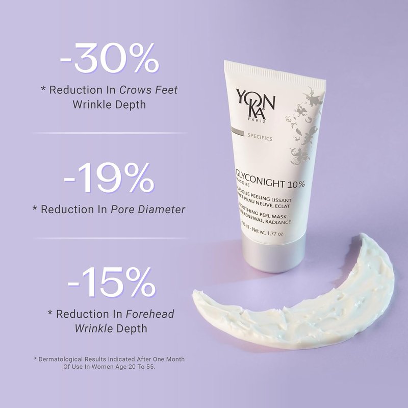 Yon-Ka Glyconight Peel Masque - 10% Glycolic Acid Anti-Aging Face Mask for Skin Renewal & Pore Reduction