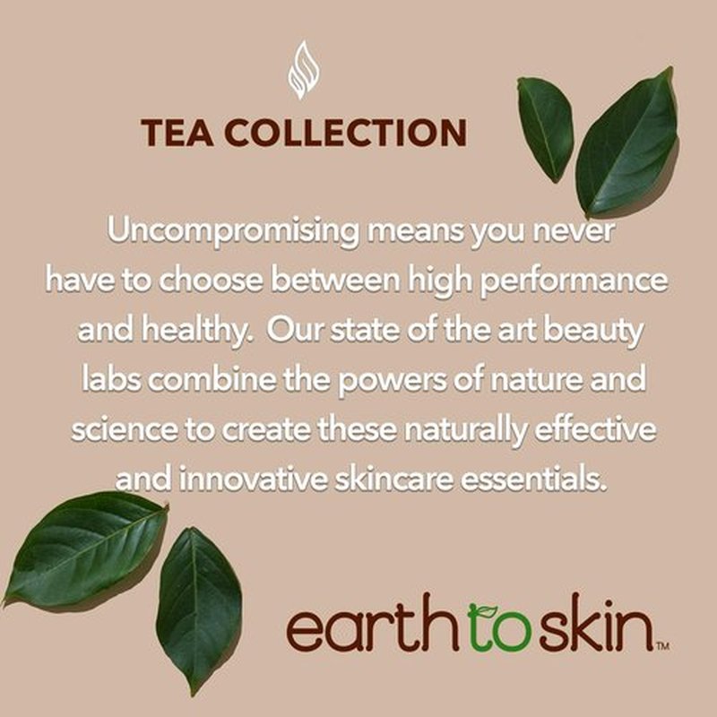 Earth To Skin Tea Time White Tea Facial Cleanser - Antioxidant Rich Daily Face Wash With Glycerin - Gentle Non Drying Cleanser For All Skin Types - Hypoallergenic Sulfate Free Formula - 4.7 fl oz