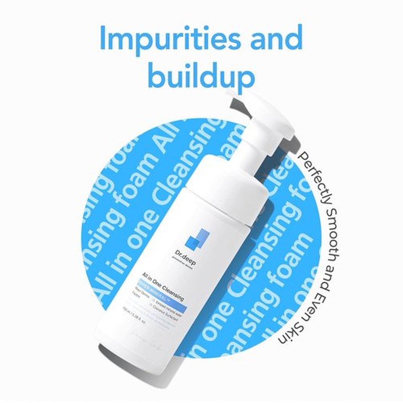 Dr. Deep Foaming Facial Cleanser - All-in-One Korean Formula for Bumpy Skin & Blackheads | 5.07 fl. oz
