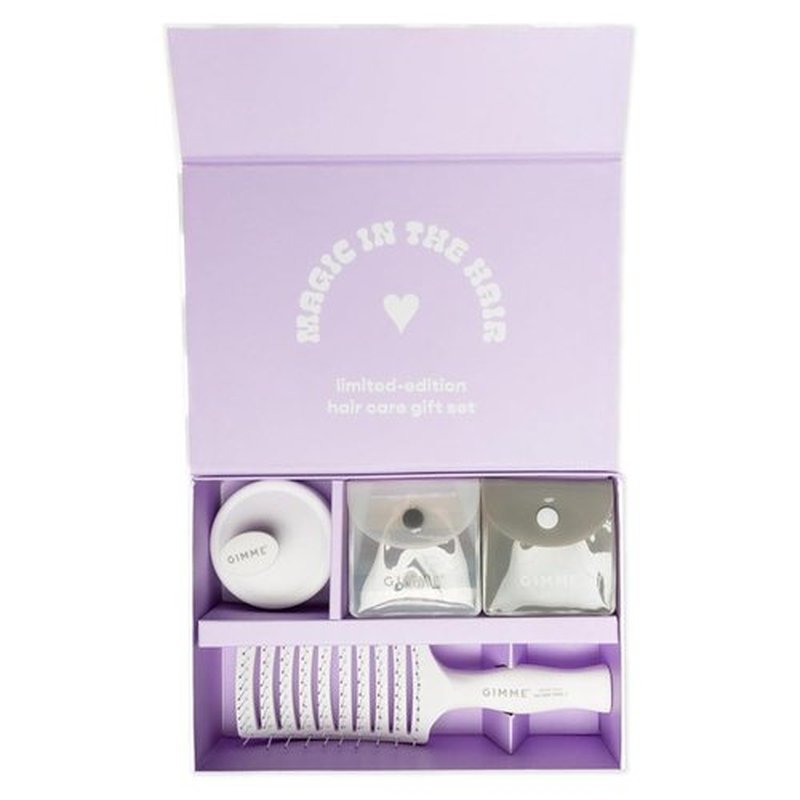 Gimme Beauty Magic Is In The Hair Gift Box - Essential Hair Care Set for All Hair Types - Includes Bands, Detangler & Massage Brush
