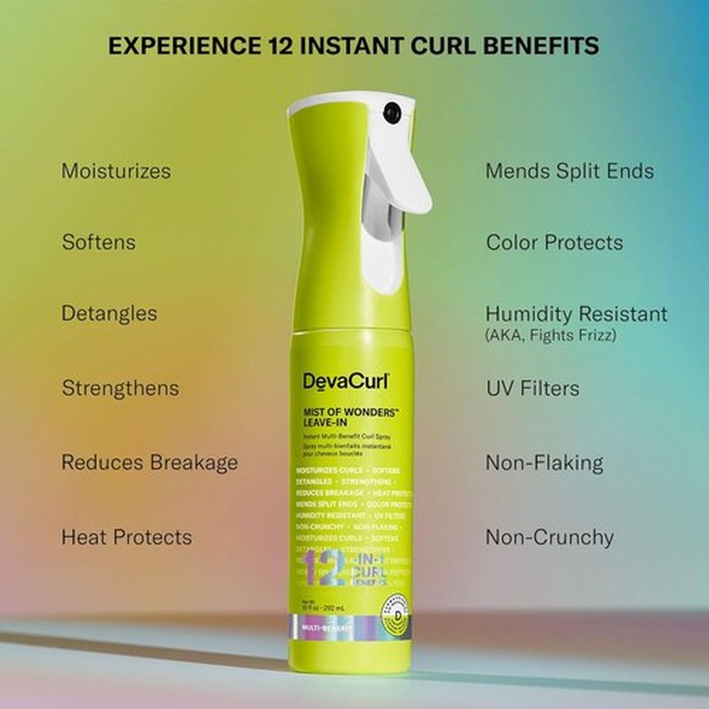 DevaCurl Mist Of Wonders Leave-In Curl Spray - 12-in-1 Multi-Benefit Formula | Continuous Mist Application