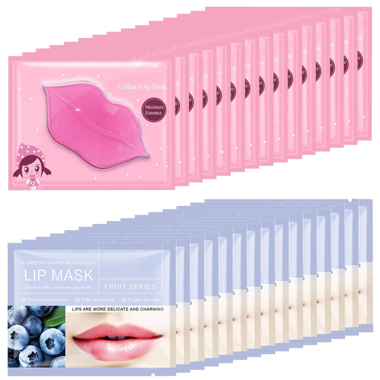 Felico 30PCS Lip Mask Patches, Collagen Crystal Pink Care Gel Pads for Moisturizing,Reducing Chapped,Smoothing,Fine Lines,Remove Dead Skin Moisture Essence Make Your Dry Lips Attractive Sexy Peach