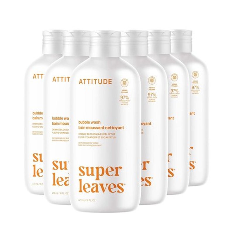 ATTITUDE Bubble Bath - EWG Verified Vegan Body Care | Plant-Based Orange Blossom & Eucalyptus, 16 Fl Oz (Pack of 6)
