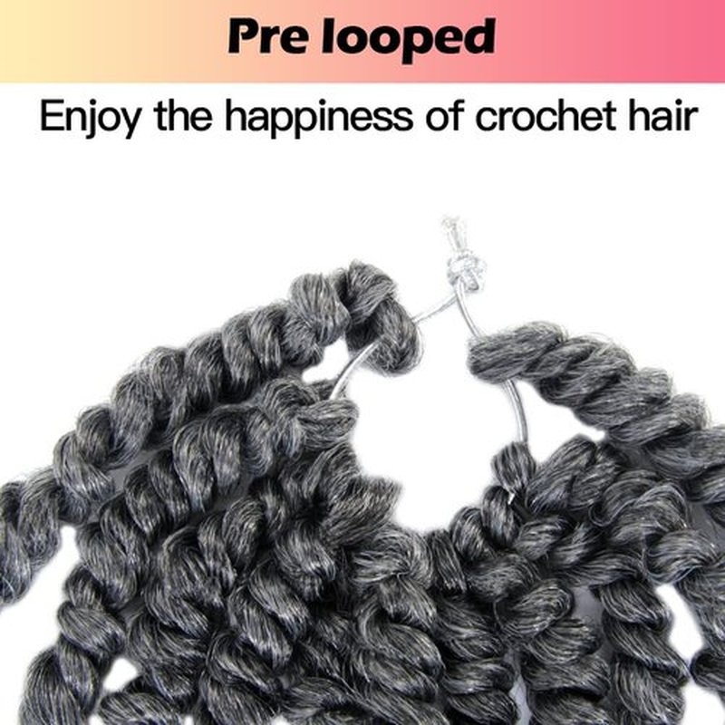 Niseyo 6 Inch Passion Twist Hair Pre-twisted 8 Packs Pre-looped Crochet Passion Twist Crochet Hair Short Braids (TGrey)