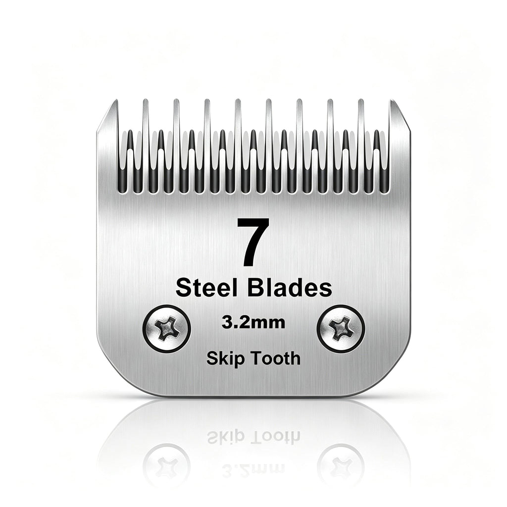 7 Skip Tooth Detachable Pet Dog Grooming Steel Blades,Compatible with Andis,Oster A5,Wahl KM10 Series Clippers,Cut Length 1/8-Inch (3.2mm) ，1 Pack