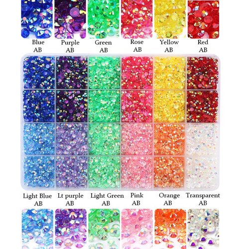 LIUDAMAI 33000PCS Jelly AB Resin Rhinestones 3mm Flatback Crystals Strass Glitters Stone for DIY Decoration Super Glitter Crystal Flatback Stones Bulk Rhinestone for Nail Art (C16)
