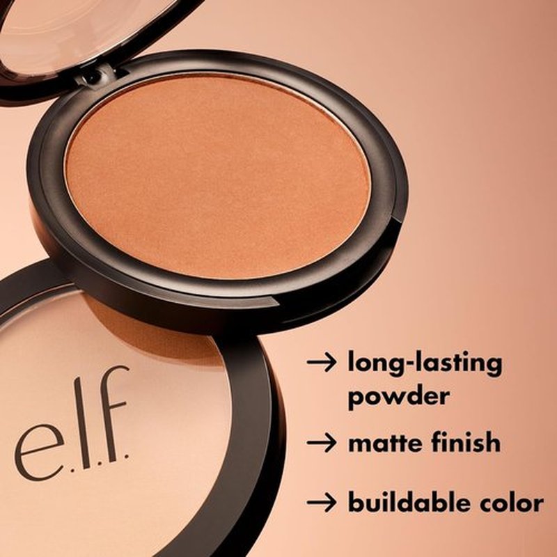 e.l.f. Bronzer - Primer-Infused, Long-Wear Matte Finish for Effortless Cheek Contouring | Forever Sun Kissed, 0.35 Oz