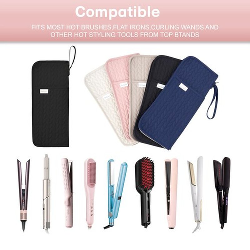 KarSyon Hot Tools Organizer Heat Resistant Mat Case Hair Tools Holder Travel Bag Portable Hair Styling Tools Cover Pouch for Curling Iron,Flat Iron,Hair Straightener (Black)