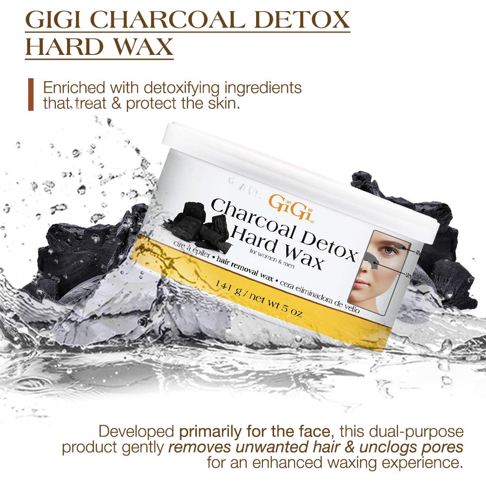 GiGi Charcoal Detox Hard Wax for Hair Removal, Face & Body, 5 oz