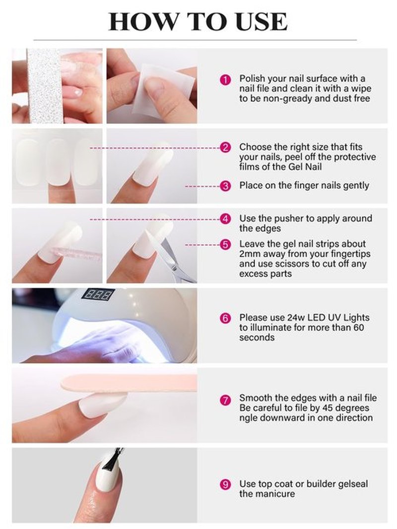 EBANKU 24PCS Christmas Semi Cured Gel Nail Strips, Tree Stickers Adhesive Pink Glitter UV Wraps Snowflake Polish Strips With File and Stick for Holiday Manicure