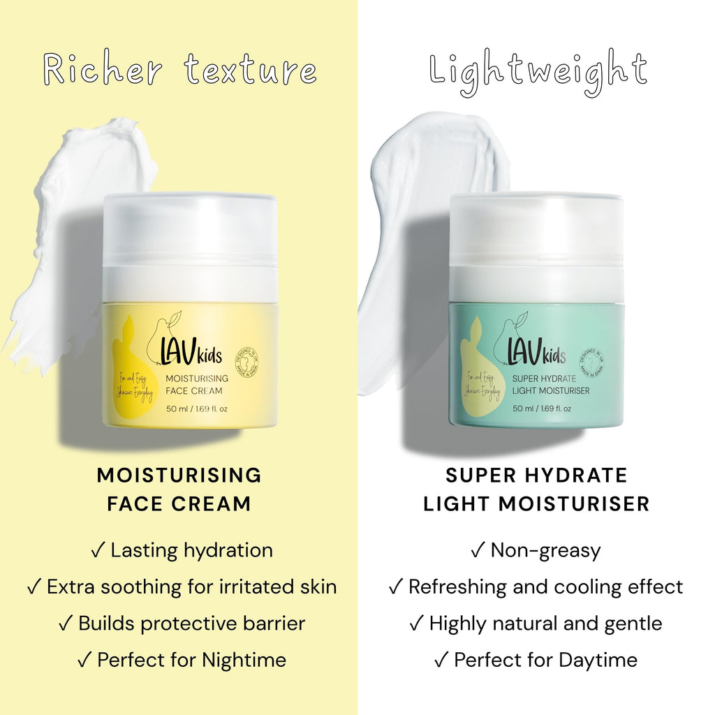 LAV KIDS Face Moisturiser with Jojoba Oil, Sweet Almond Oil, Shea Butter 50ml, Gentle Kids and Baby Moisturiser Cream, Dermatologically Tested for All Skin Types