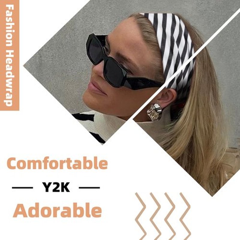 Tobeffect 8 Pcs Turban Headbands for Women, Boho Stretchy Hairbands Fashion Women's Headband Non-slip Big Large African Sport Workout Head Bands for Lady
