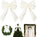 Hungdao Large White Wreath Bows - 12”x18” Waterproof Fabric for Outdoor Wedding & Home Decor
