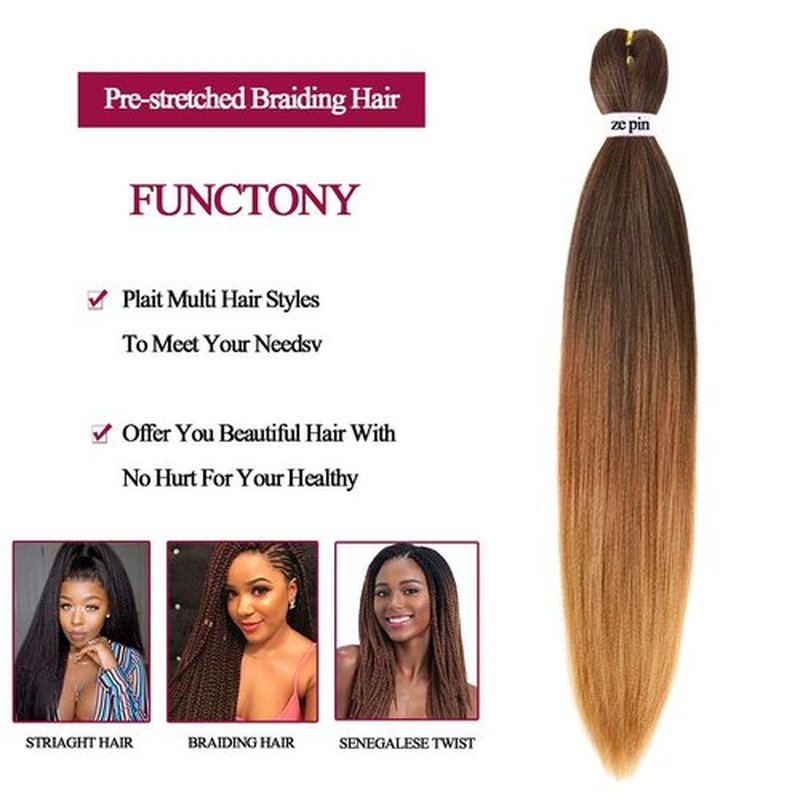 Pre Stretched Braiding Hair 22 Inch 6 Packs Professional Soft Yaki braiding Hair For Braids Hot Water Setting Synthetic Crochet Hair Extensions (T1B/30/27, 22 Inch (Pack of 6))