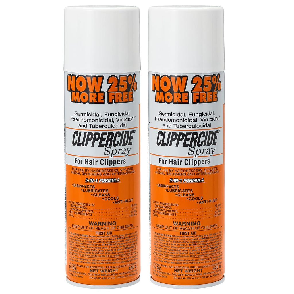 Clippercide Disinfectant Spray 15 Ounce Size (354ml) 2 Count (2 Pack)