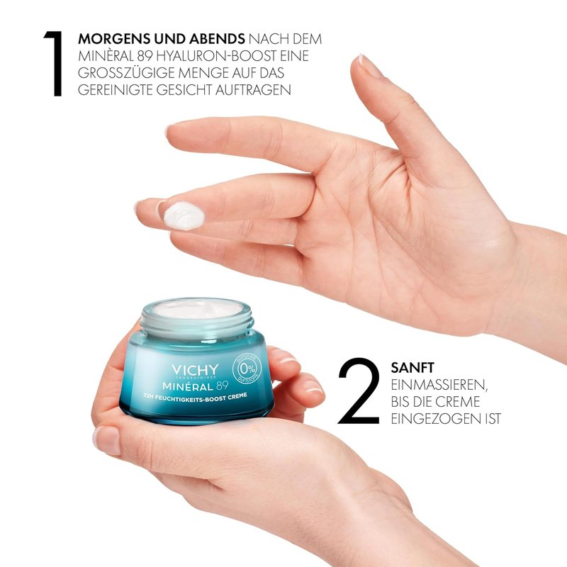 Vichy Mineral 89 Moisture Boosting Cream - Fragrance-Free Daily Face Moisturizer for All Skin Types