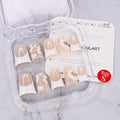 Duck Press on Nails Short Handmade 3D Unique Flower Fake Nails White French Tip False Nails with Designs Thick and Muti-Layer Gel Acrylic Nails Glossy Glue on Nail for Women (Size S)