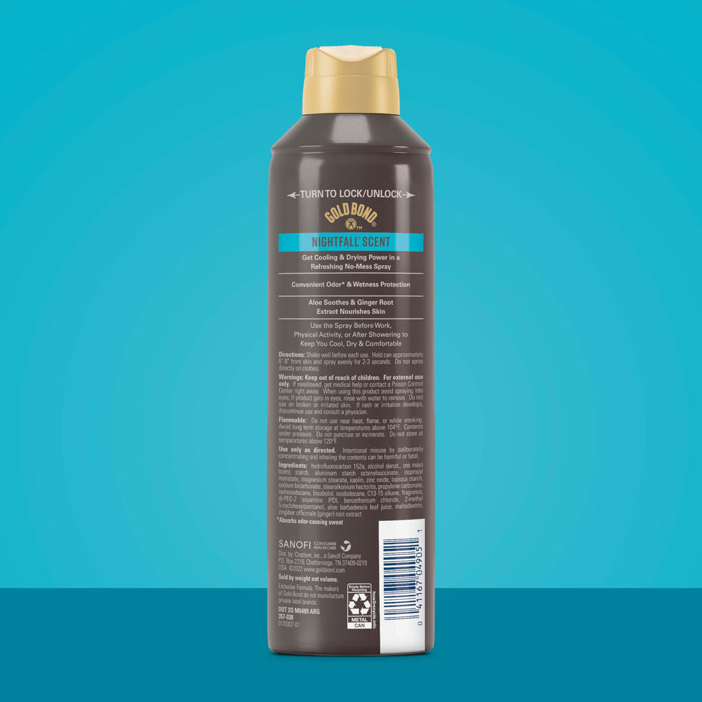 Gold Bond Men's Essentials Talc-Free Body Powder Spray 7 oz. Recharge Scent Wetness Protection