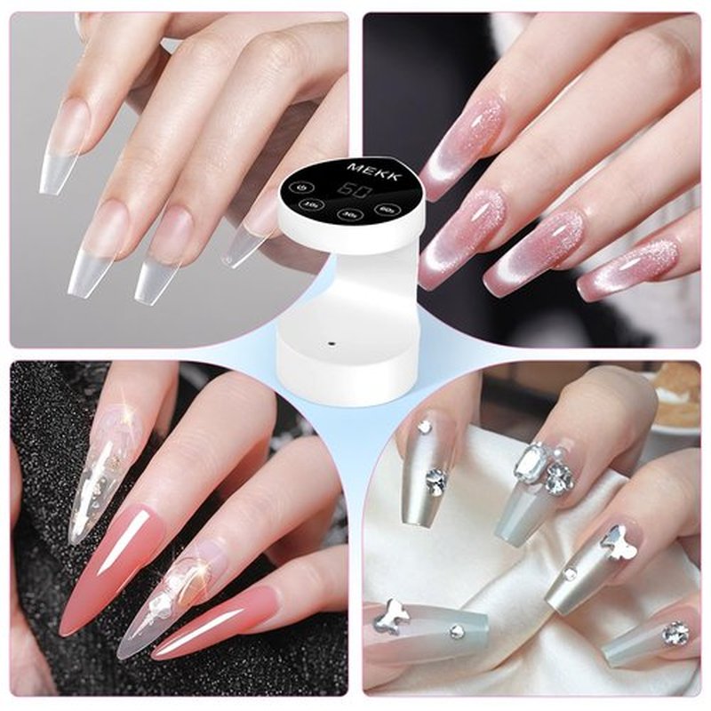 MEKK Mini UV Light for Nails,Peach-Shaped Mini UV LED Nail Lamp with Auto-Sensor,8 Beads,16W,4 Timer,Professional Flash Cure Nails Lamp Small Gel Nail Light for Salon & Home DIY Use