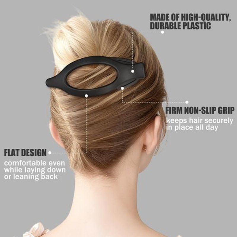 CHANDAT Flat Hair Clip 6 pcs Lay Down Claw Clips Hair Accessories for Women (Black)