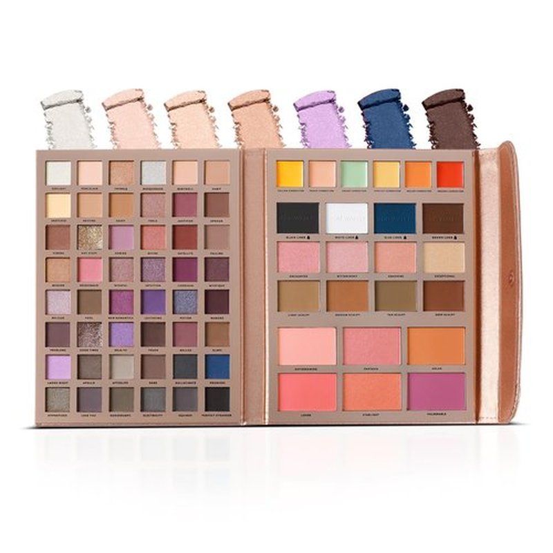 Profusion Cosmetics Artistry Attire 72pc Makeup Kit - Fold-Out Portfolio with 48 Eyeshadows, 6 Blushes, 4 Highlighters, 4 Eyeliners, 6 correctors and 4 Bronzers a Full Face Beauty Set